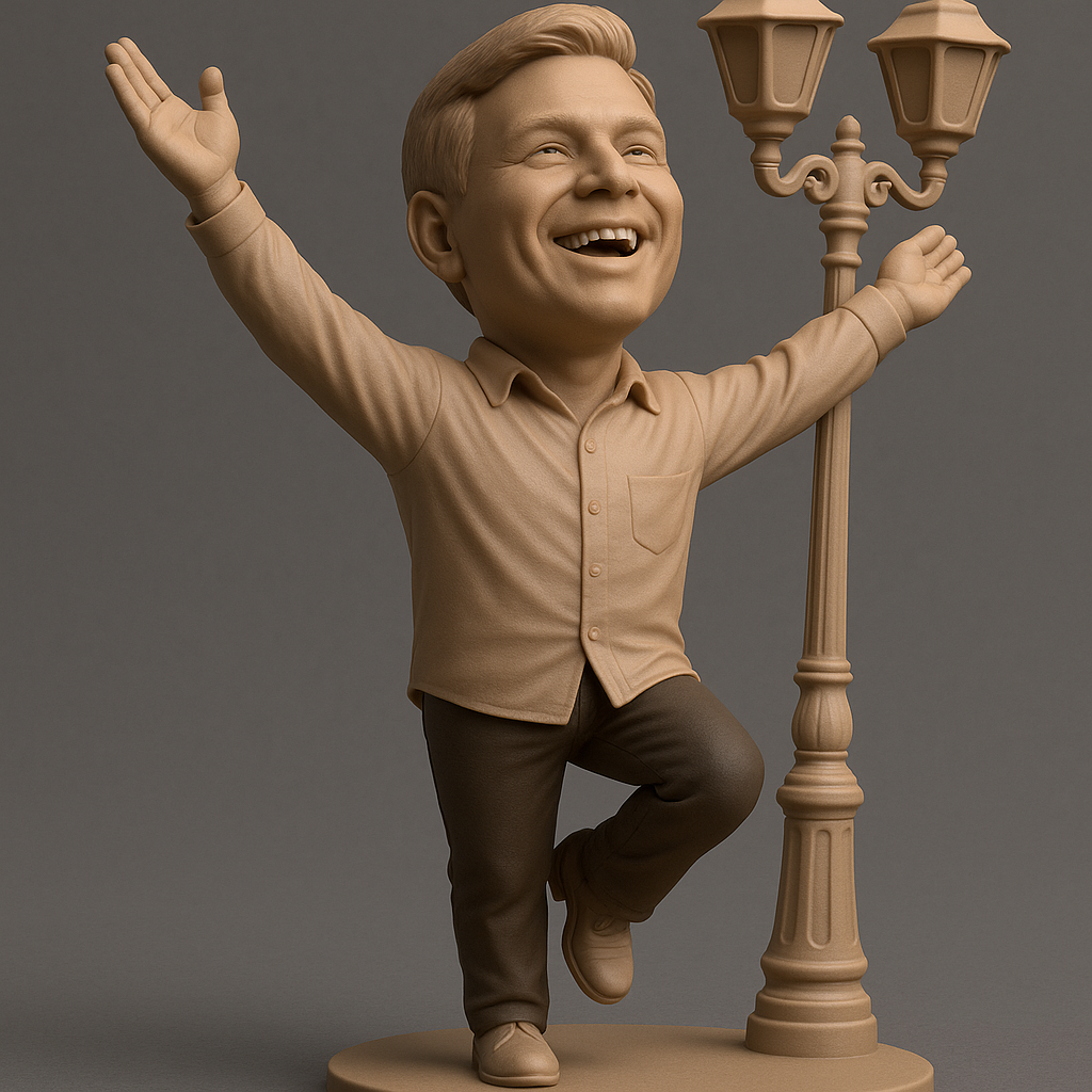 silhouette 3d printer maker-3d portrait printing_Joyful Street Performer Statue