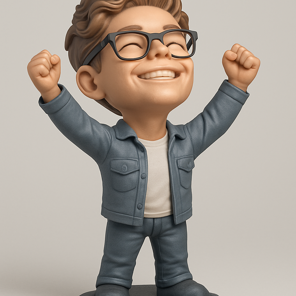 face anatomy 3d model-create 3d face model from photo_Triumphant Character Figurine: Celebrate Your Wins!