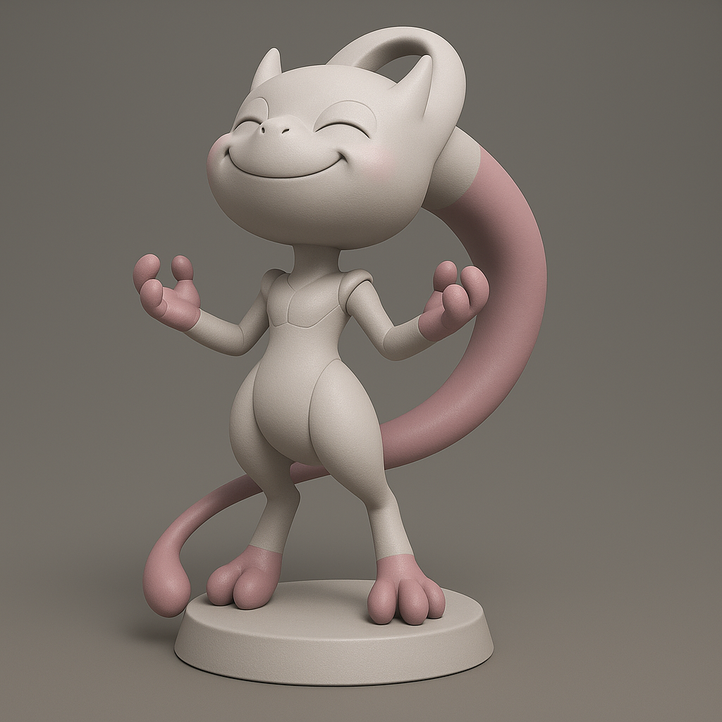 face anatomy 3d model-create 3d face model from photo_Adorable 3D Mew Figure for Printing