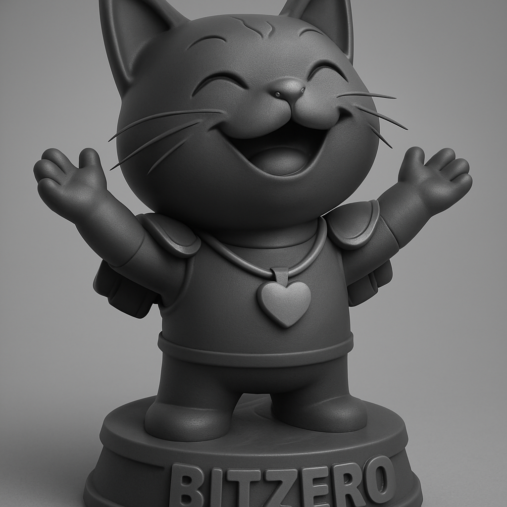 face anatomy 3d model-create 3d face model from photo_Embrace Joy: Happy Cat Bitzero Figurine 3D Model