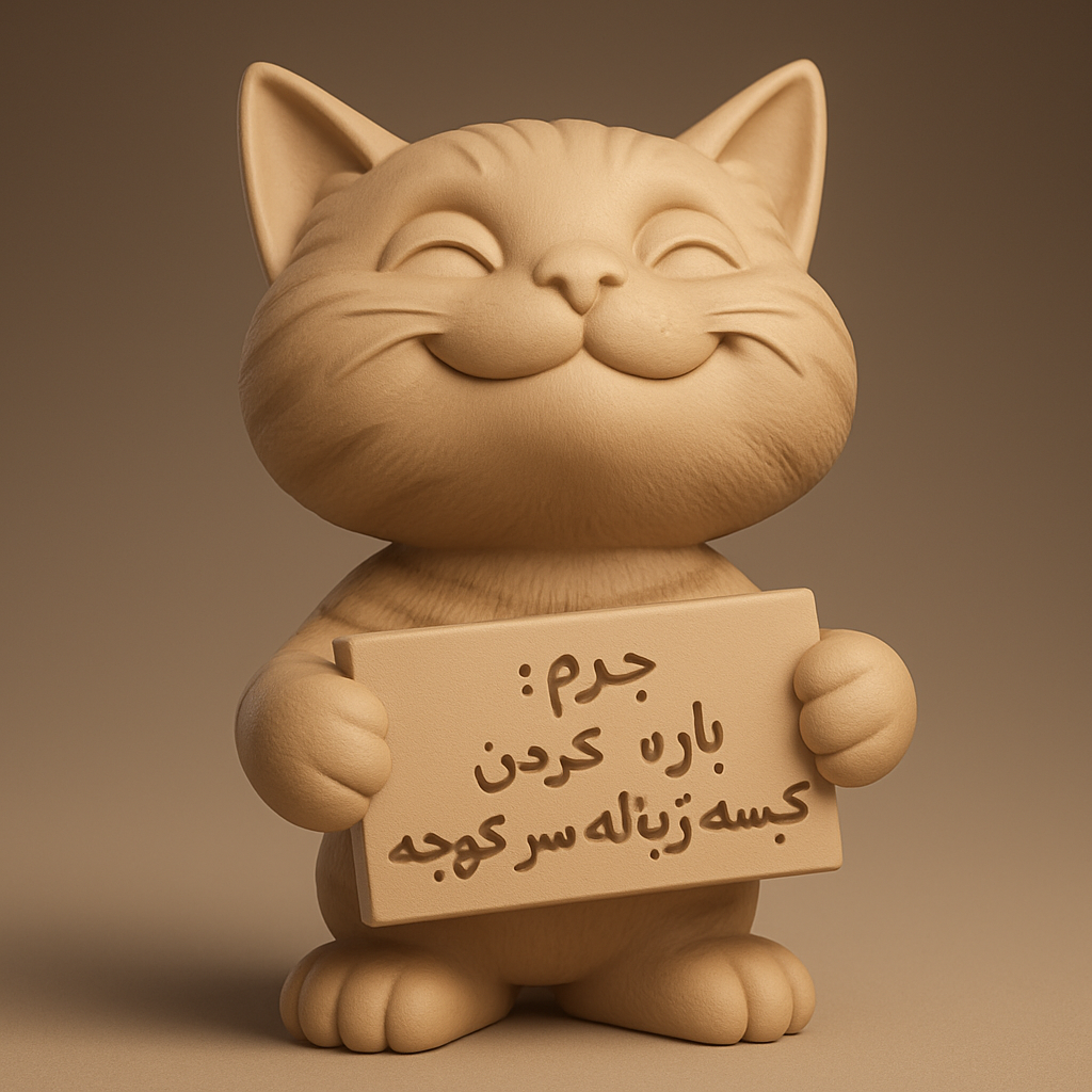 face to 3d model ai-3D portrait printing from photo_Mischievous Cat with Confession Sign - Humorous Decor