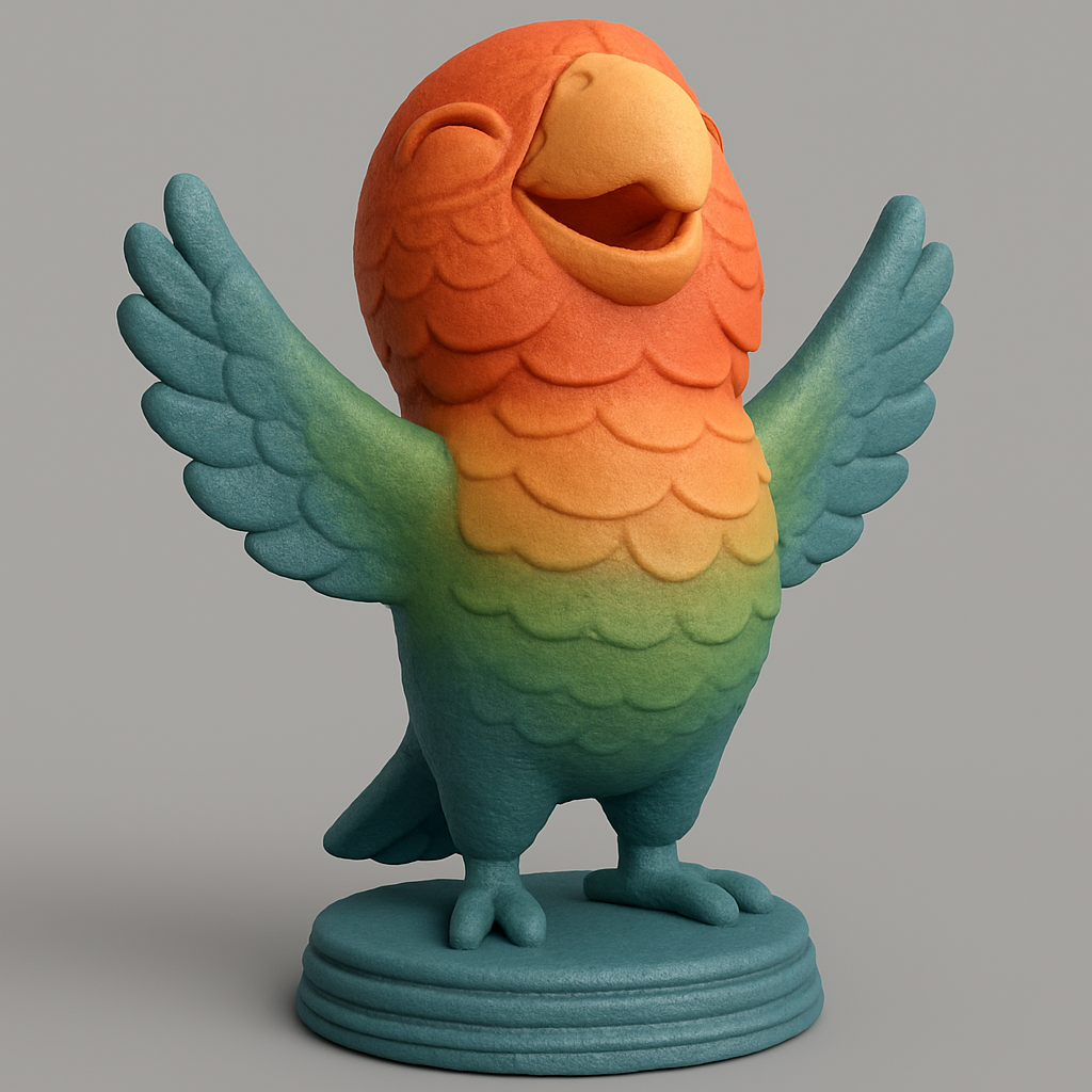 face to 3d model ai-3D portrait printing from photo_Cheerful Gradient Parrot: A Vibrant Desk Companion