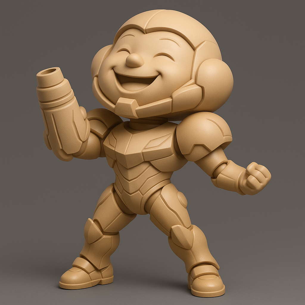 silhouette 3d printer maker-3d portrait printing_Cheerful Heroic Figure for 3D Printing