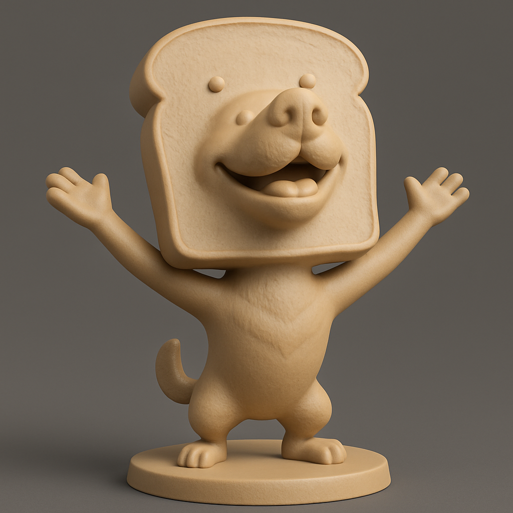 silhouette 3d printer maker-3d portrait printing_Adorable Toast Dog Figurine: Unique Home Decor!