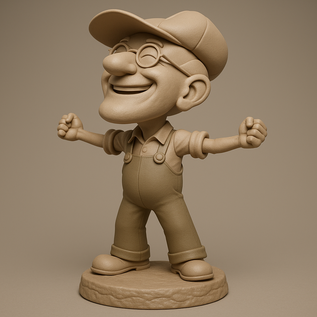 silhouette 3d printer maker-3d portrait printing_Cheerful Builder Figurine for Fun Display