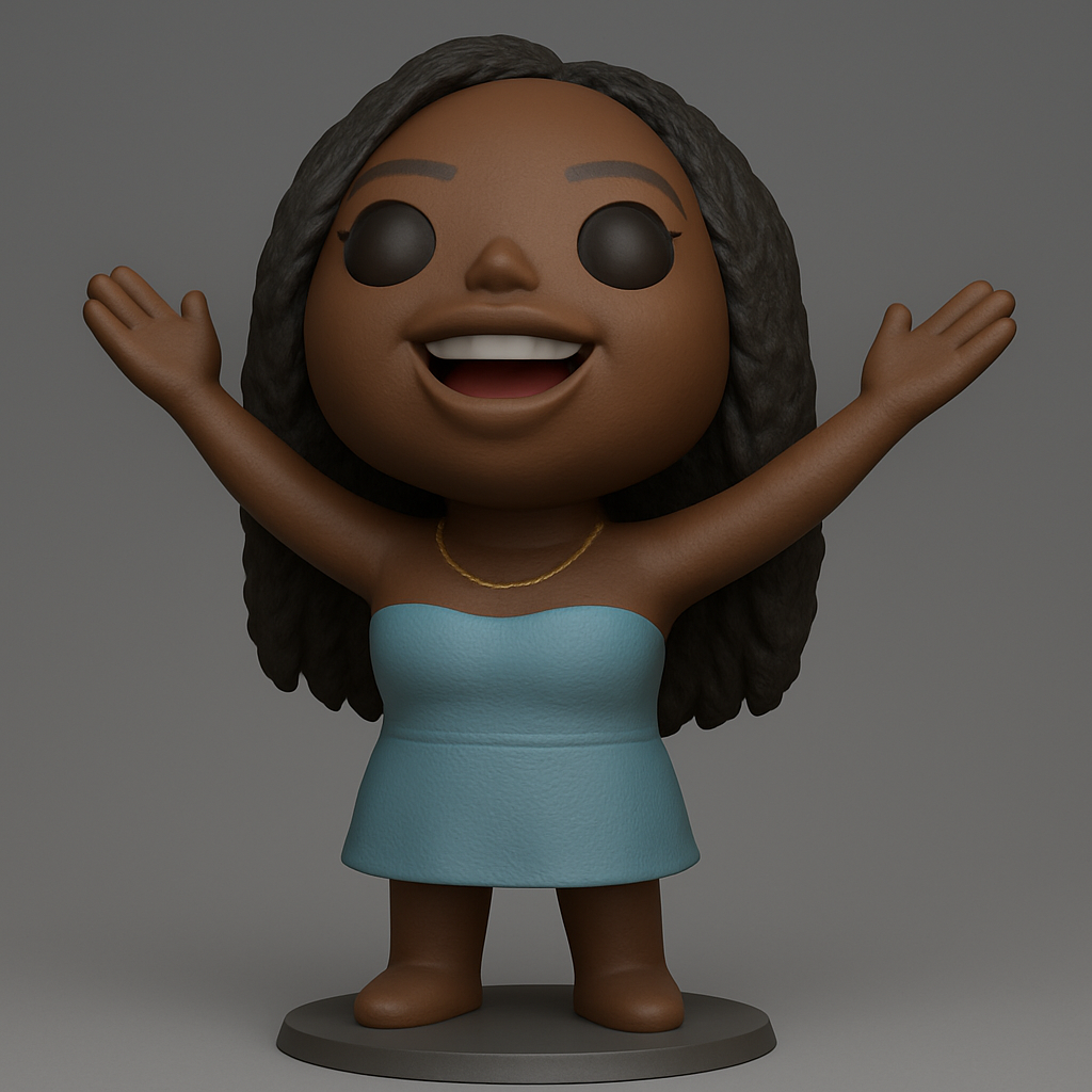 face anatomy 3d model-create 3d face model from photo_Celebrate Joy: Cheerful Woman Collectible Figurine