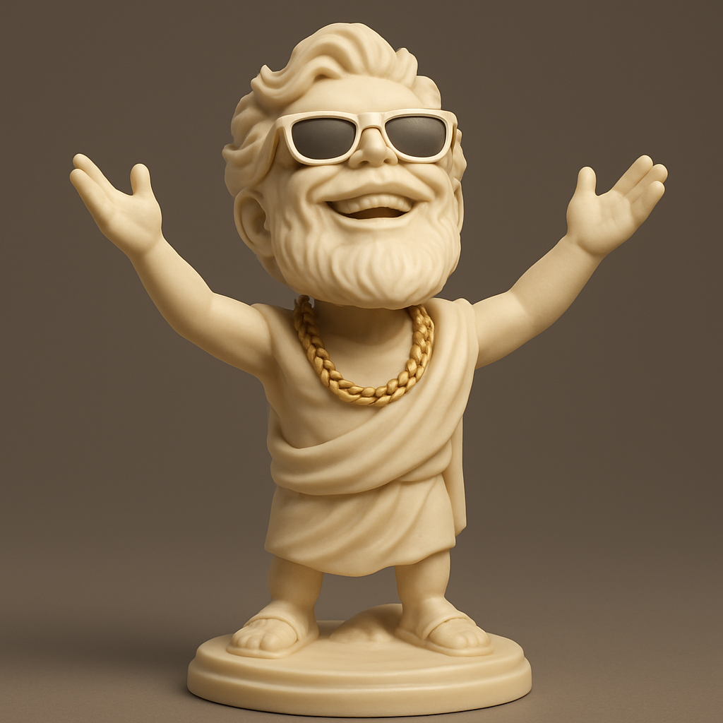 face to 3d model ai-3D portrait printing from photo_Swag Zeus Figurine: Ancient Wisdom, Modern Cool