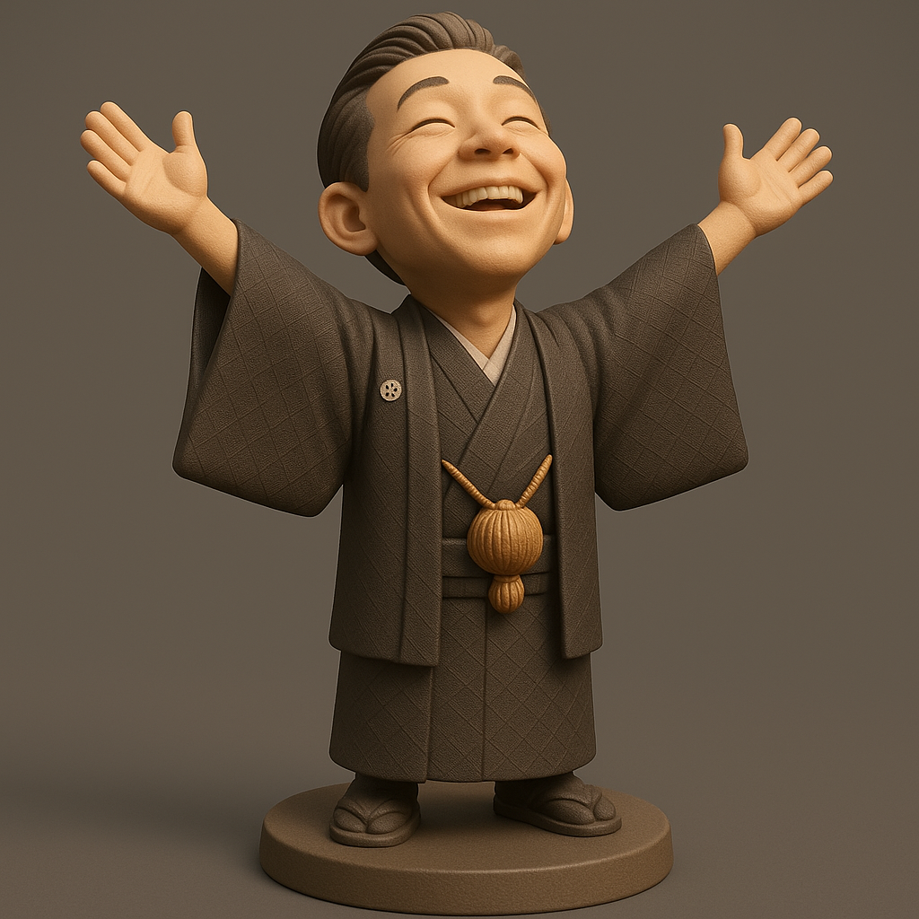 silhouette 3d printer maker-3d portrait printing_Joyful Samurai Figure for 3D Printing