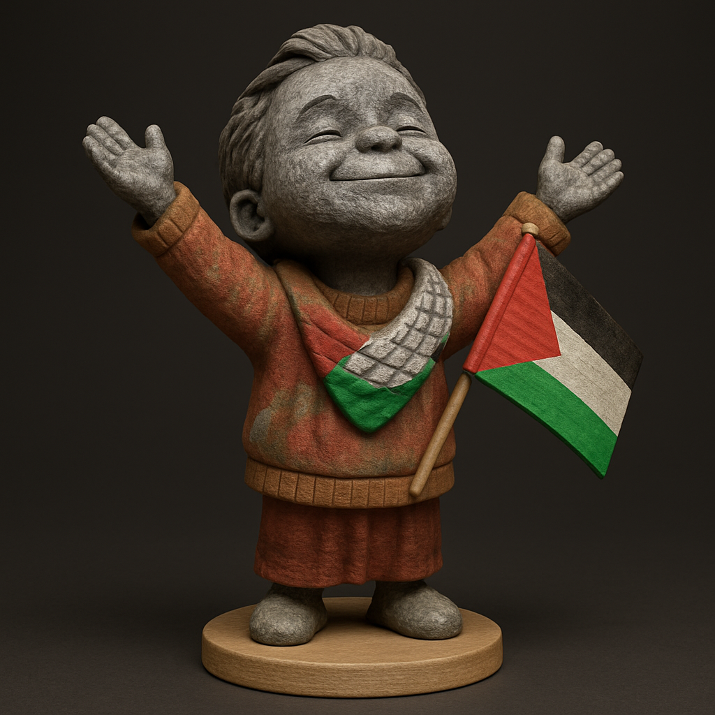 face anatomy 3d model-create 3d face model from photo_Hopeful Palestinian Child Statue with Flag