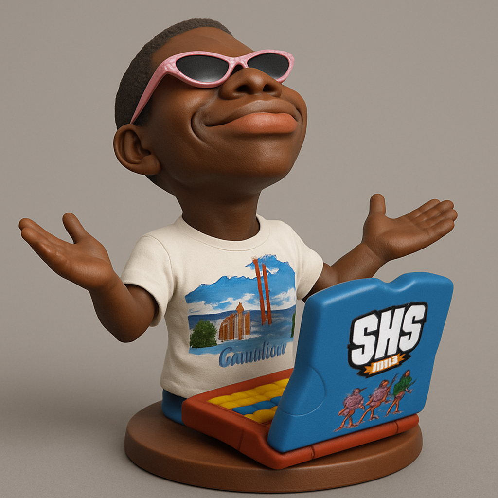 face to 3d model ai-3D portrait printing from photo_Shades & Smiles: Triumphant Techie Bust with Laptop
