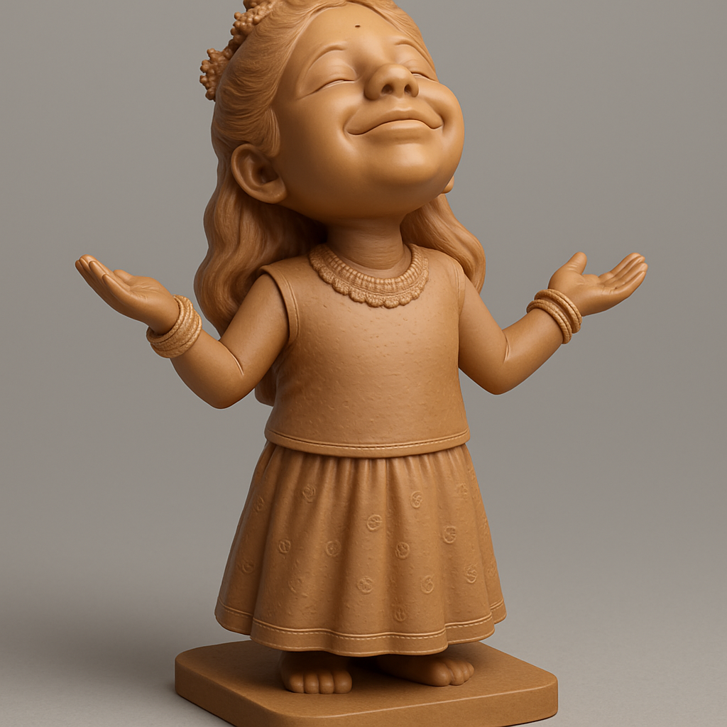 silhouette 3d printer maker-3d portrait printing_Serene Little Girl Figurine: Embrace Joy & Blessings