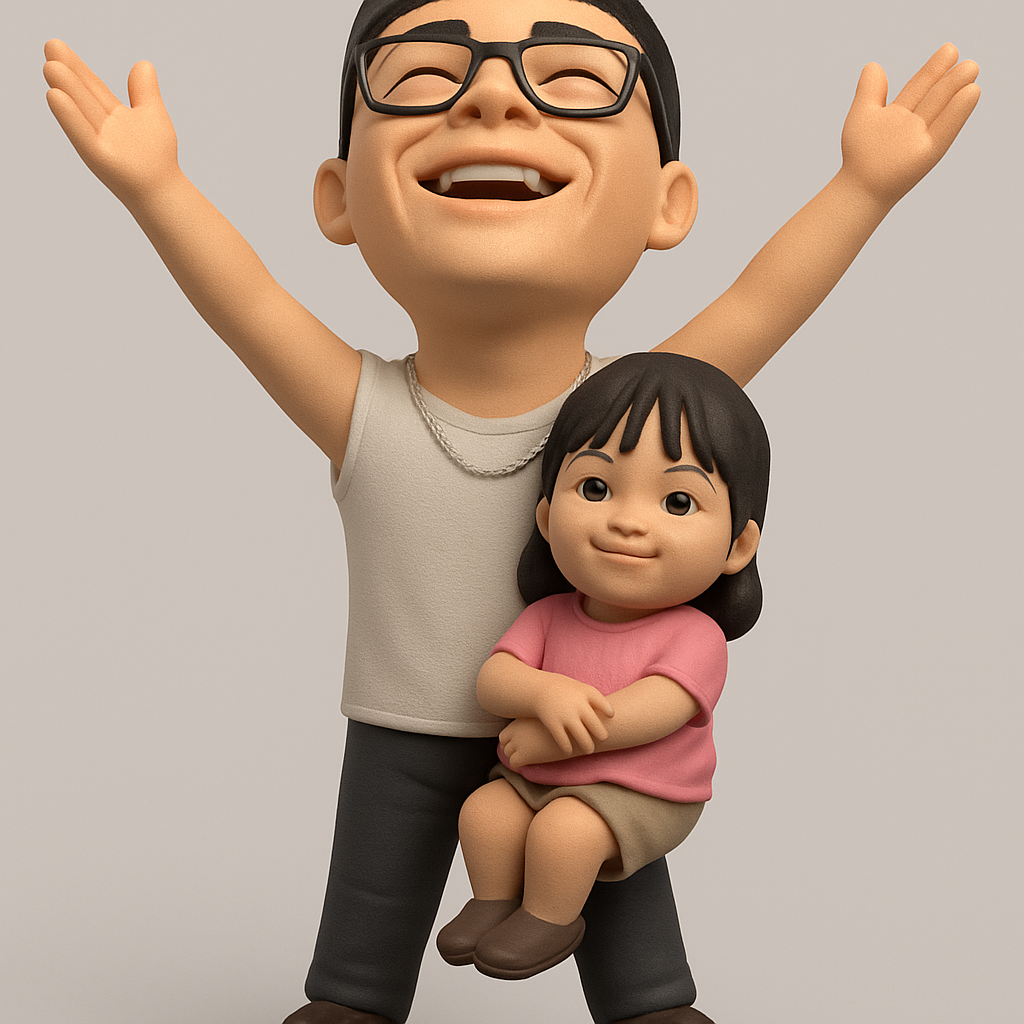 face to 3d model ai-3D portrait printing from photo_Smiling Father & Daughter 3D Print Model