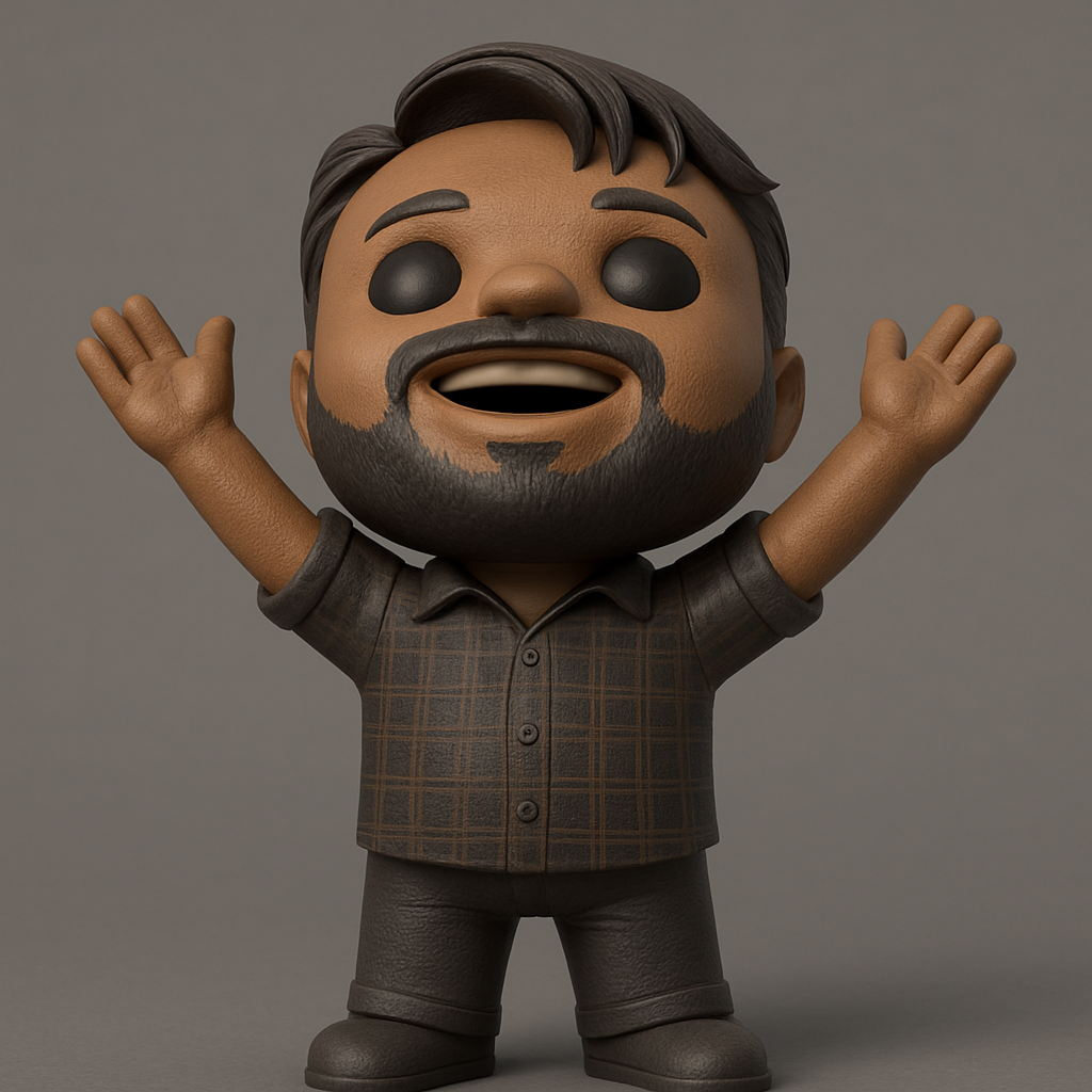 face anatomy 3d model-create 3d face model from photo_Joyful V-Pose Figurine: Bearded Man 3D Collectible