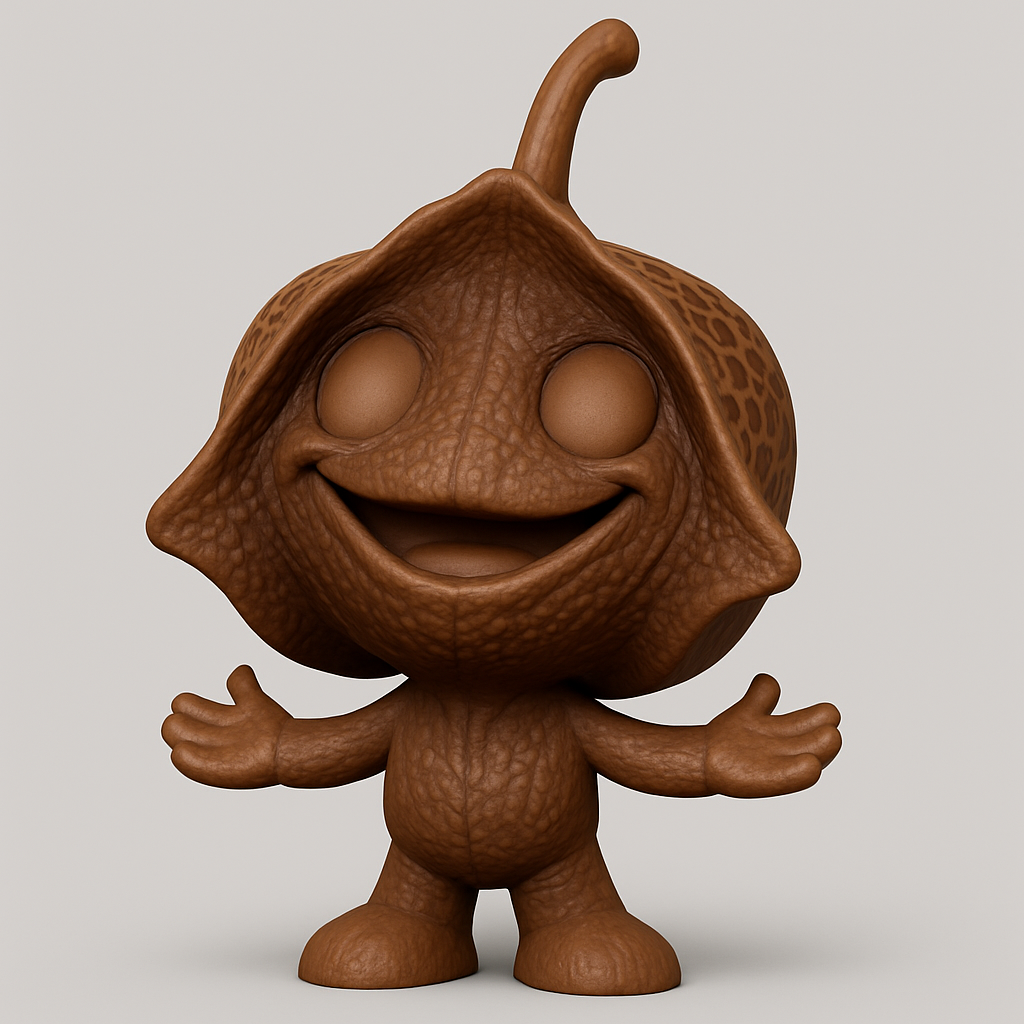 face anatomy 3d model-create 3d face model from photo_Smiling Nut Character: Whimsical 3D Print Joy!