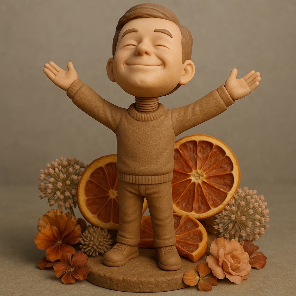 silhouette 3d printer maker-3d portrait printing_Joyful Boy Figure with Floral Accents