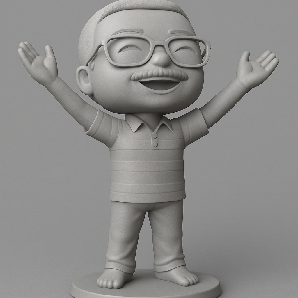 face to 3d model ai-3D portrait printing from photo_Smiling Chibi Character - Uplifting Desk Companion