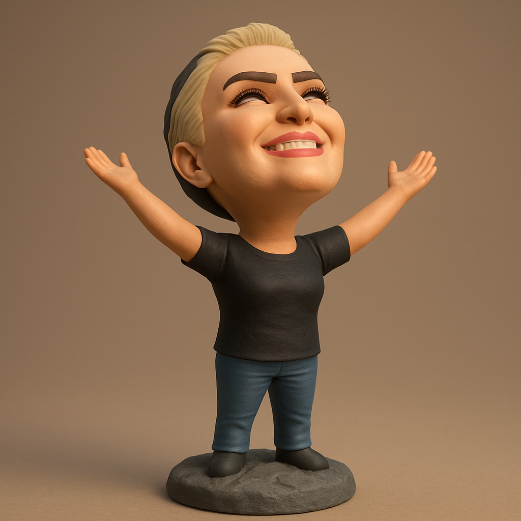 face to 3d model ai-3D portrait printing from photo_Uplifting Joyful Woman Figure with Open Arms