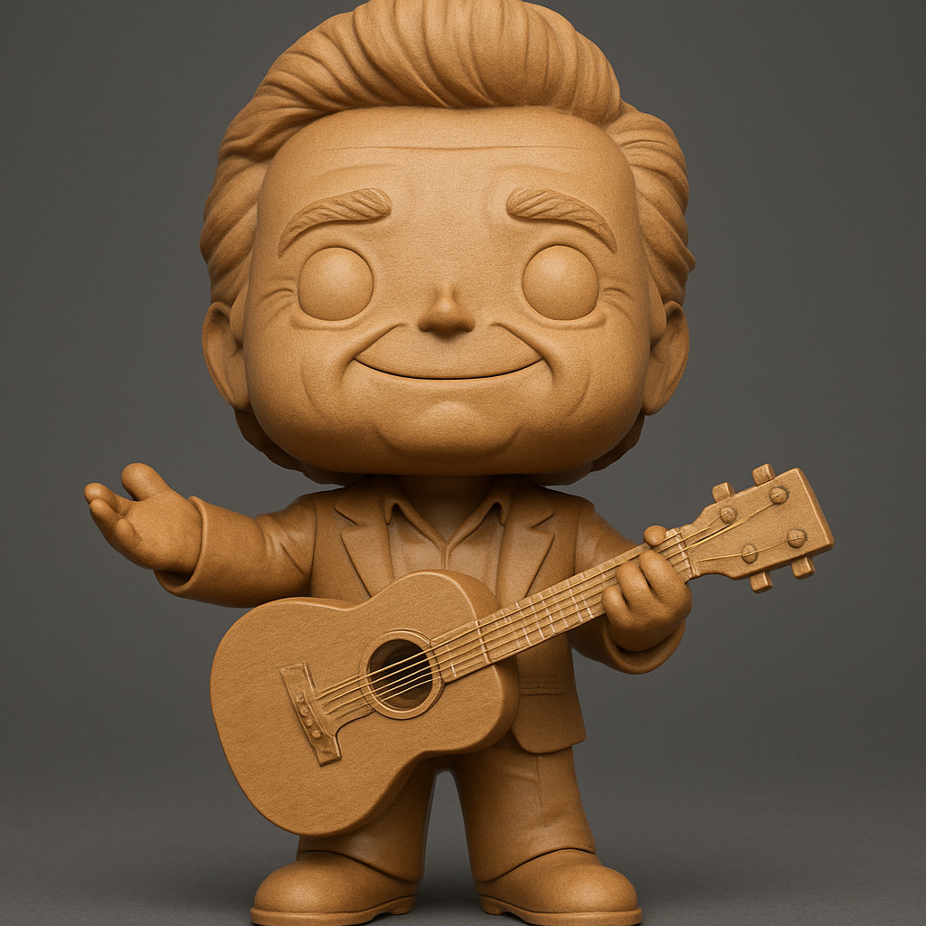 face to 3d model ai-3D portrait printing from photo_Johnny Cash Funko Style Figure 3D Print