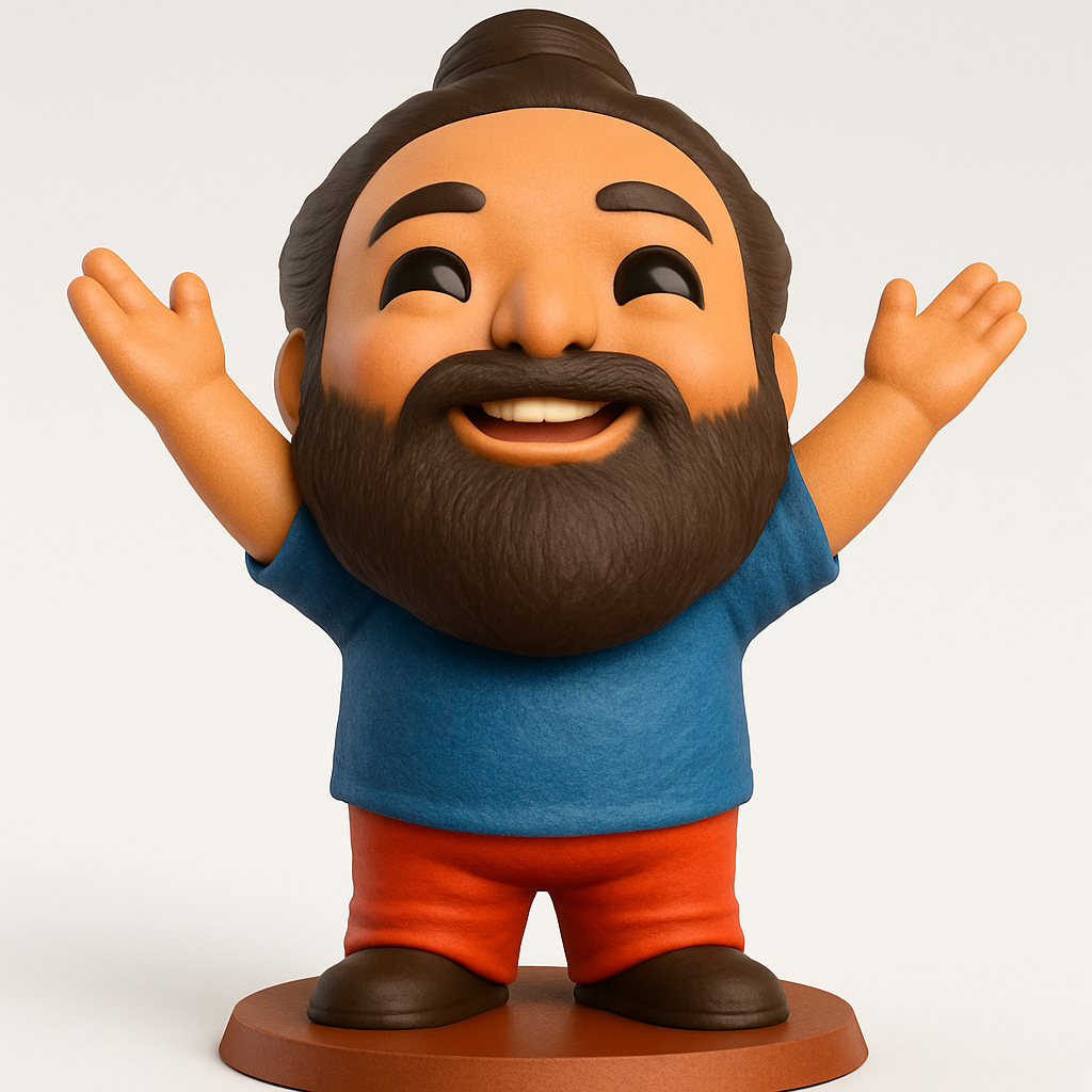 face to 3d model ai-3D portrait printing from photo_Joyful Bearded Man Figurine - Perfect Desk Buddy!