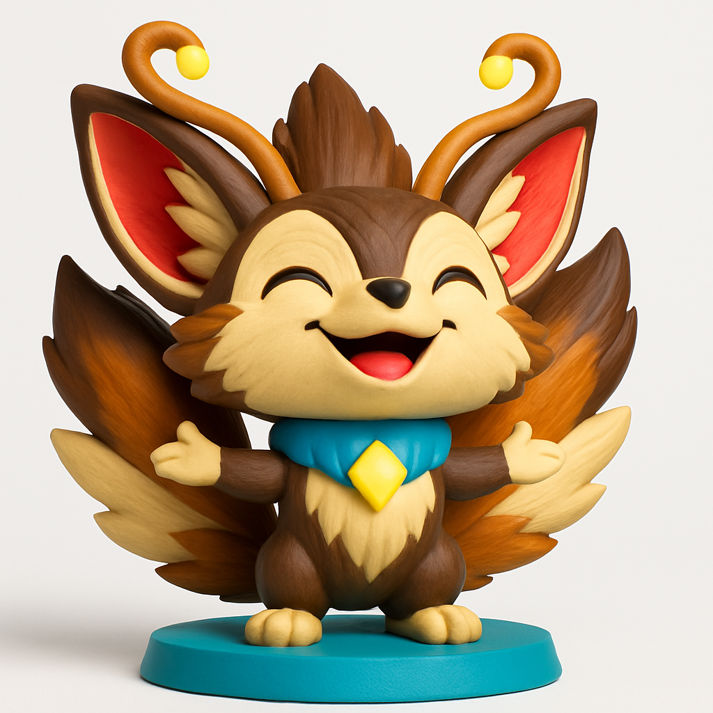 face to 3d model ai-3D portrait printing from photo_Happy Fox Spirit Figurine - Easy 3D Print Joy!