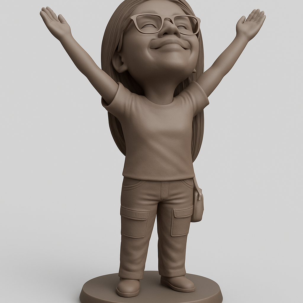 face to 3d model ai-3D portrait printing from photo_Joyful Embrace Figurine: Celebrate Life!