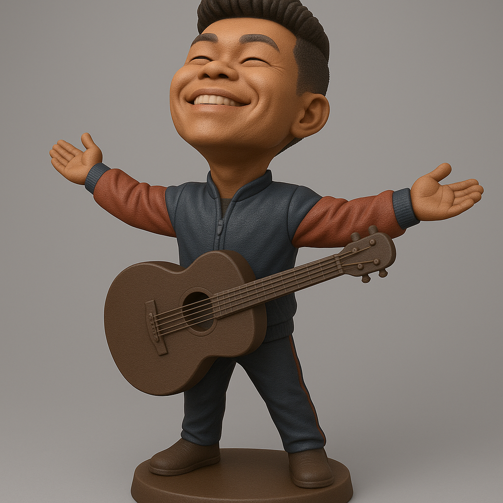 face anatomy 3d model-create 3d face model from photo_Joyful Musician Figurine with Guitar