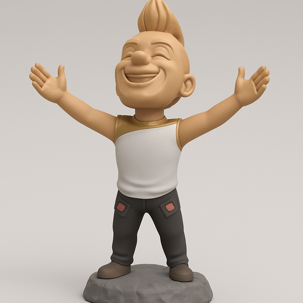 silhouette 3d printer maker-3d portrait printing_Embrace Happiness: Joyful Cartoon Figurine