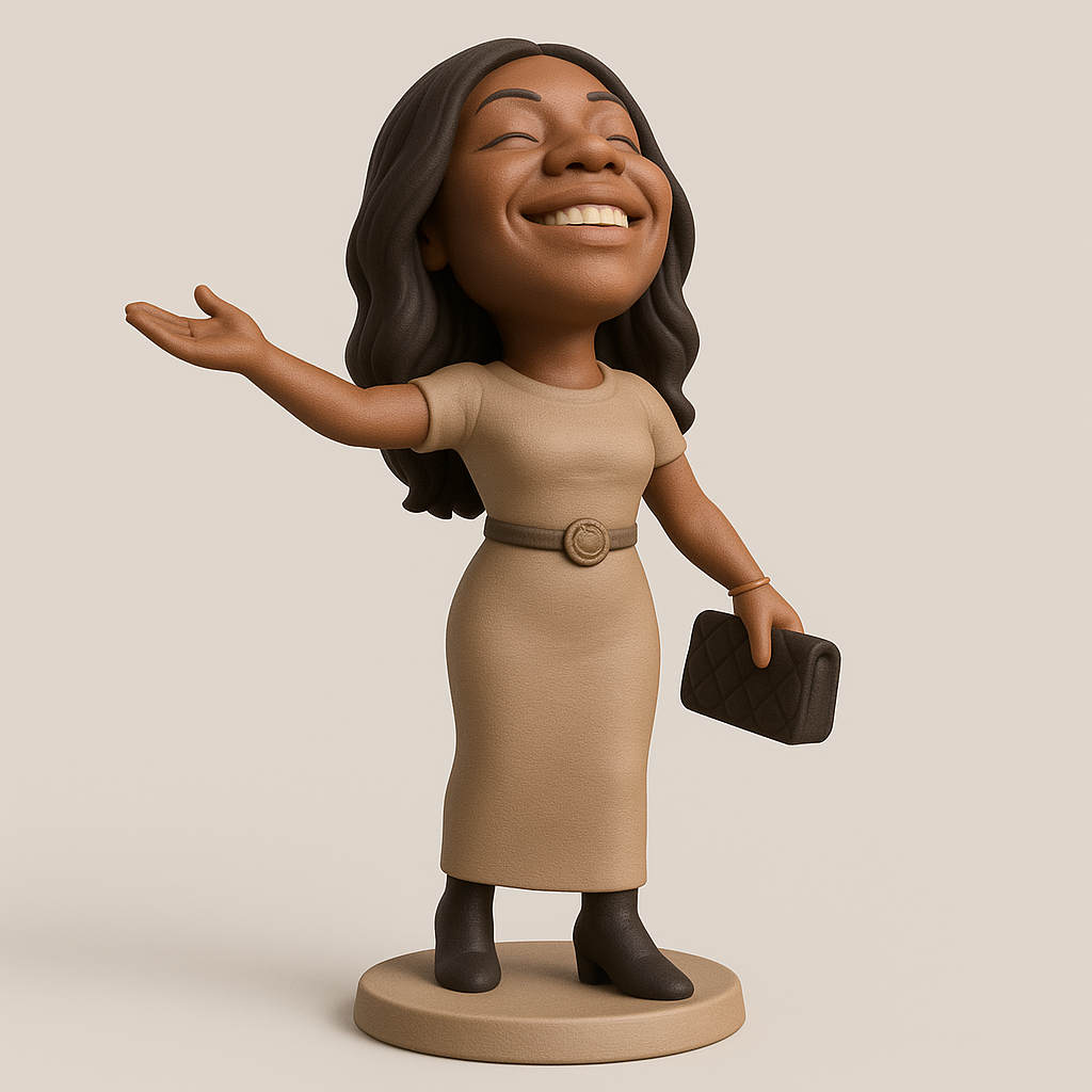 silhouette 3d printer maker-3d portrait printing_Charming Figurine with Hand Gesture
