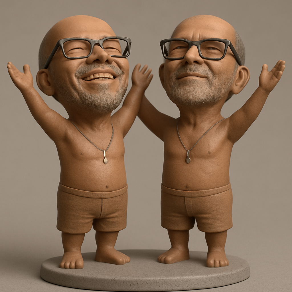 face anatomy 3d model-create 3d face model from photo_Happy Bobblehead Duo: Celebrate Joyful Moments