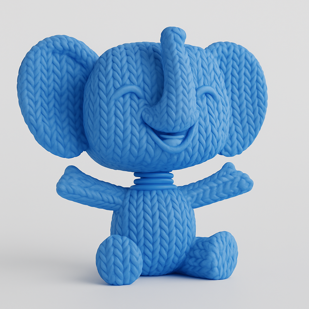 face anatomy 3d model-create 3d face model from photo_Cozy Knit Elephant Bobble: A Smiling Desk Pal!
