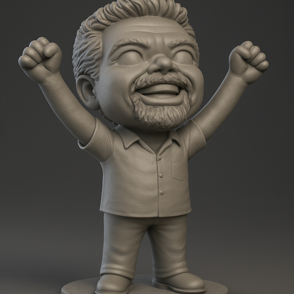 face to 3d model ai-3D portrait printing from photo_Celebrate Success: Joyful Victory Pose Figurine