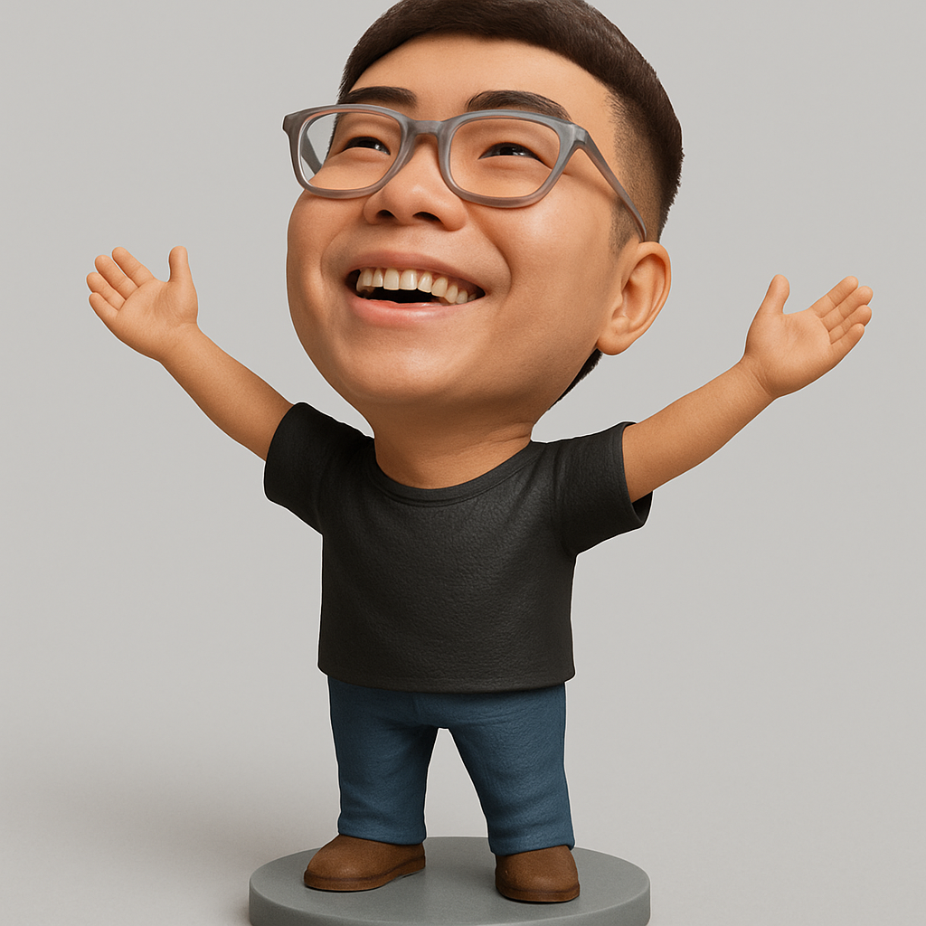 silhouette 3d printer maker-3d portrait printing_Joyful Bobblehead Figurine - Print Happiness!