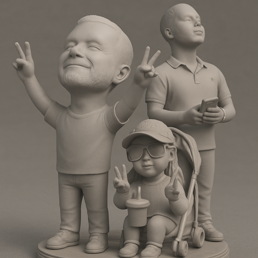 face to 3d model ai-3D portrait printing from photo_Family Memories: Customizable 3D Statue