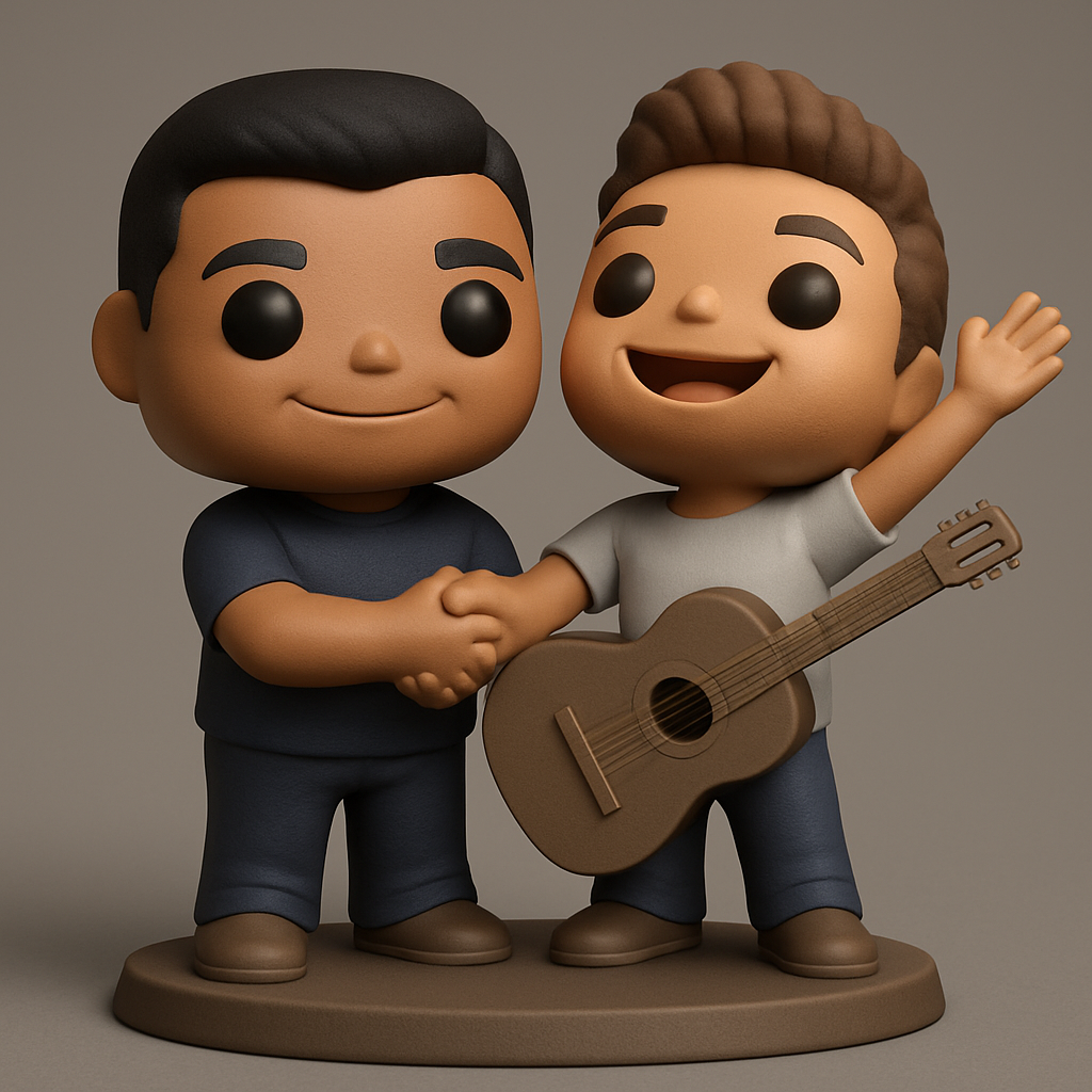 face to 3d model ai-3D portrait printing from photo_Buddy System Pop Figures with Guitar