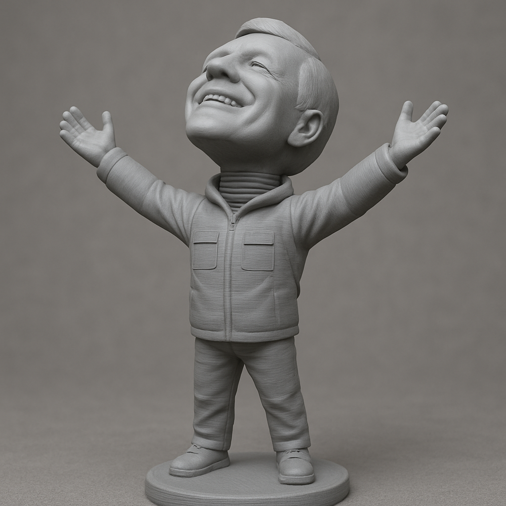 face anatomy 3d model-create 3d face model from photo_Embrace Joy: Happy Man Bobblehead Figurine