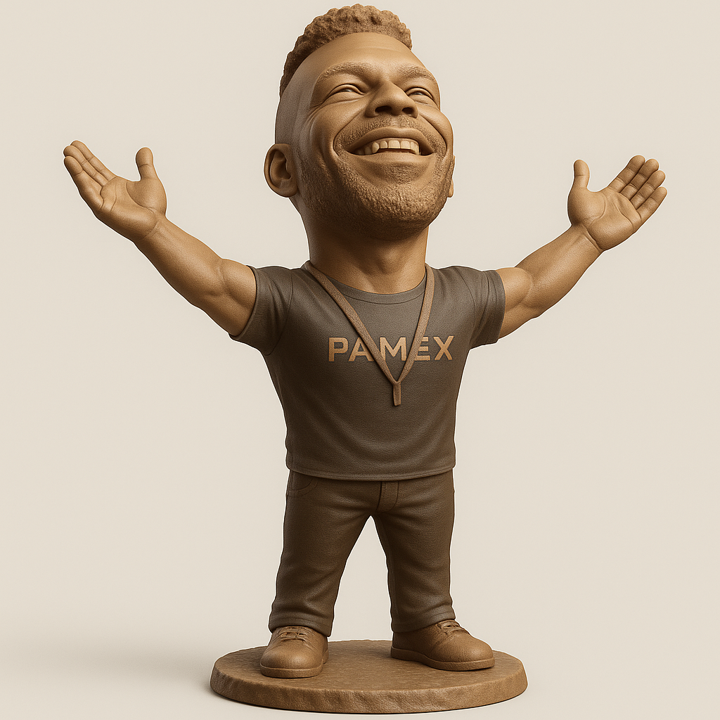 silhouette 3d printer maker-3d portrait printing_Joyful Character Figurine with Outstretched Arms