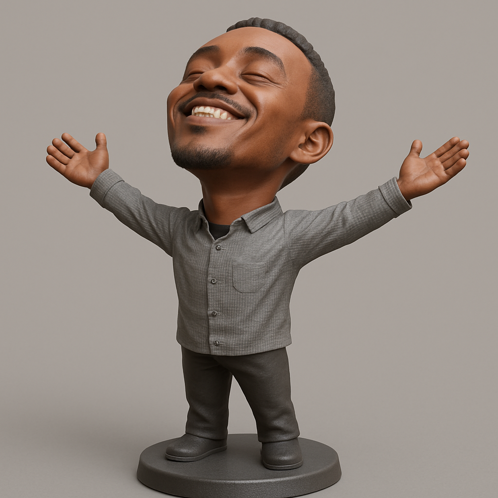 face to 3d model ai-3D portrait printing from photo_Triumphant Joy Bobblehead: Celebrate Success Figurine