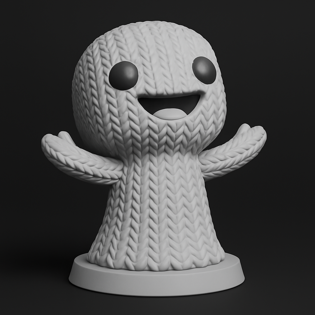 face anatomy 3d model-create 3d face model from photo_Happy Knitted Creature Print - Adorable Desk Pal