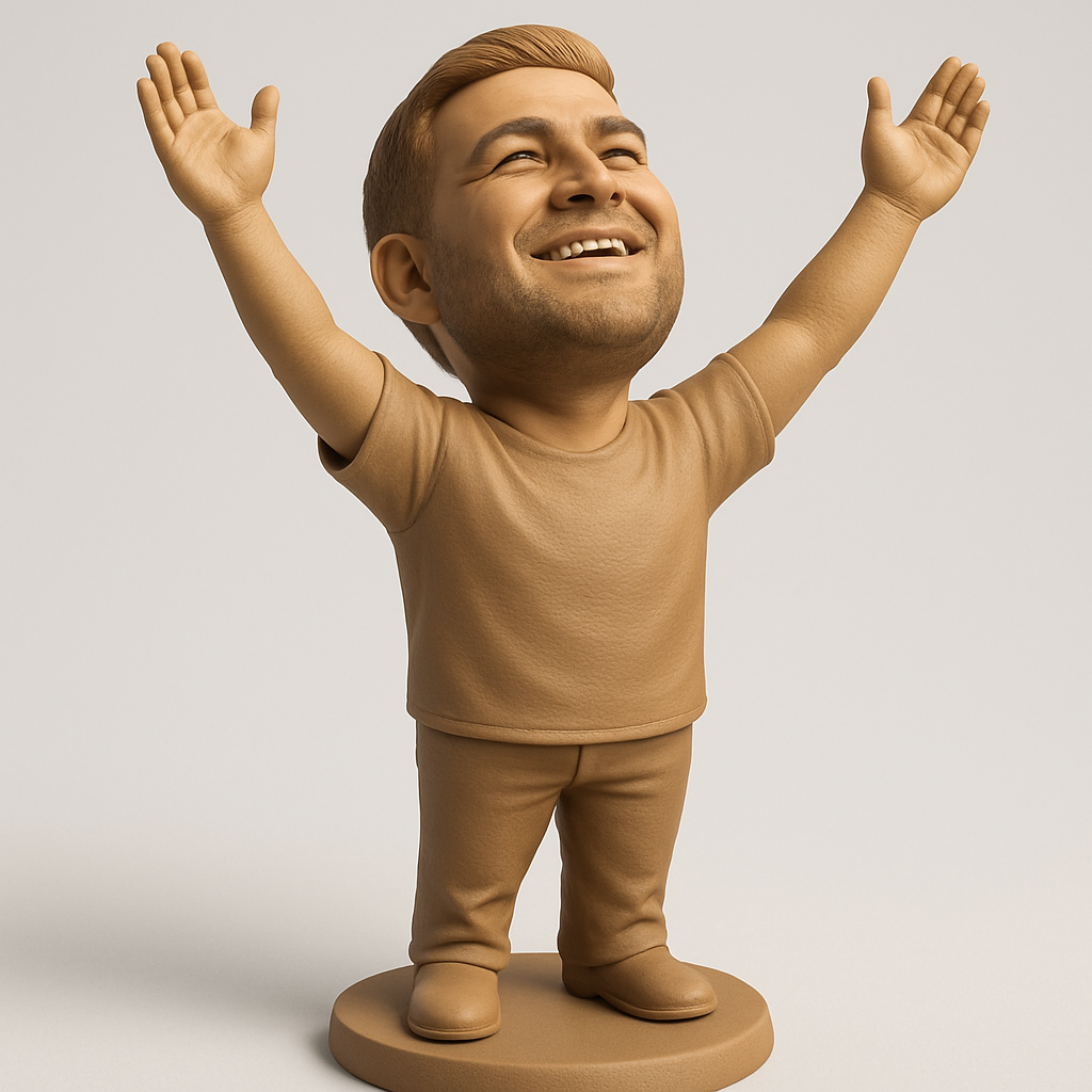 silhouette 3d printer maker-3d portrait printing_Triumphant Bobblehead: Celebrate Joy & Success!