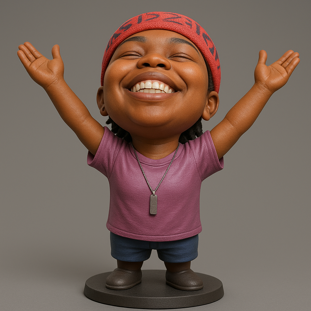 silhouette 3d printer maker-3d portrait printing_Joyful Kid Figure with Arms Up