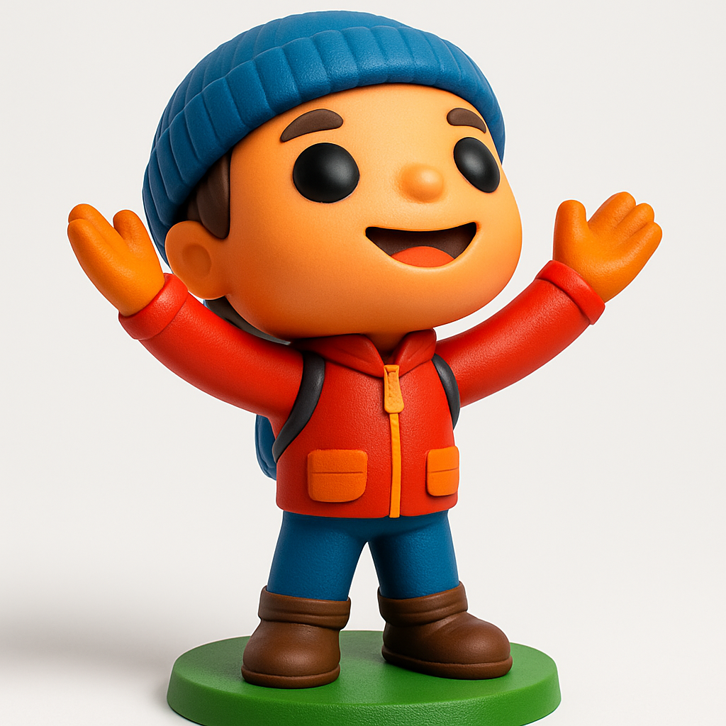 face to 3d model ai-3D portrait printing from photo_Cheerful Hiker Figurine: Print Your Own Adventure!