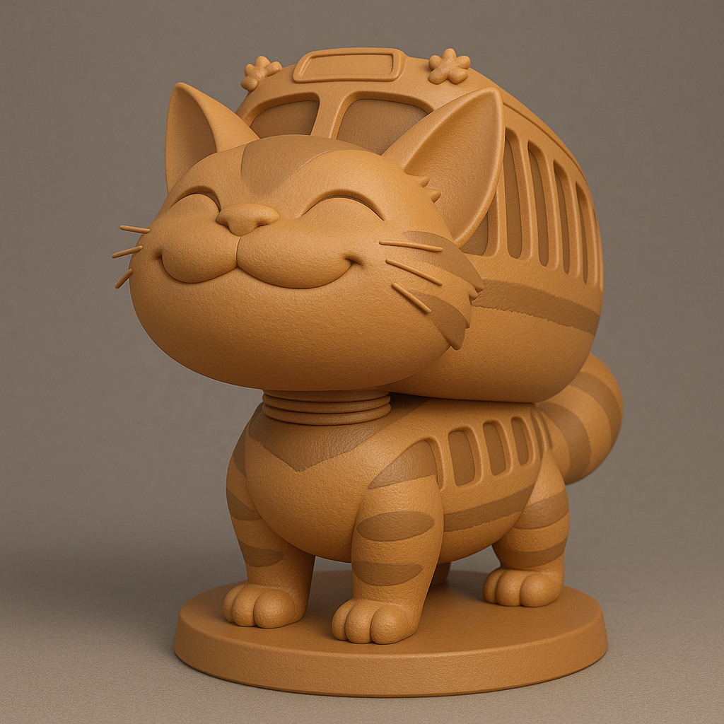 silhouette 3d printer maker-3d portrait printing_Charming Cat Bus Figurine
