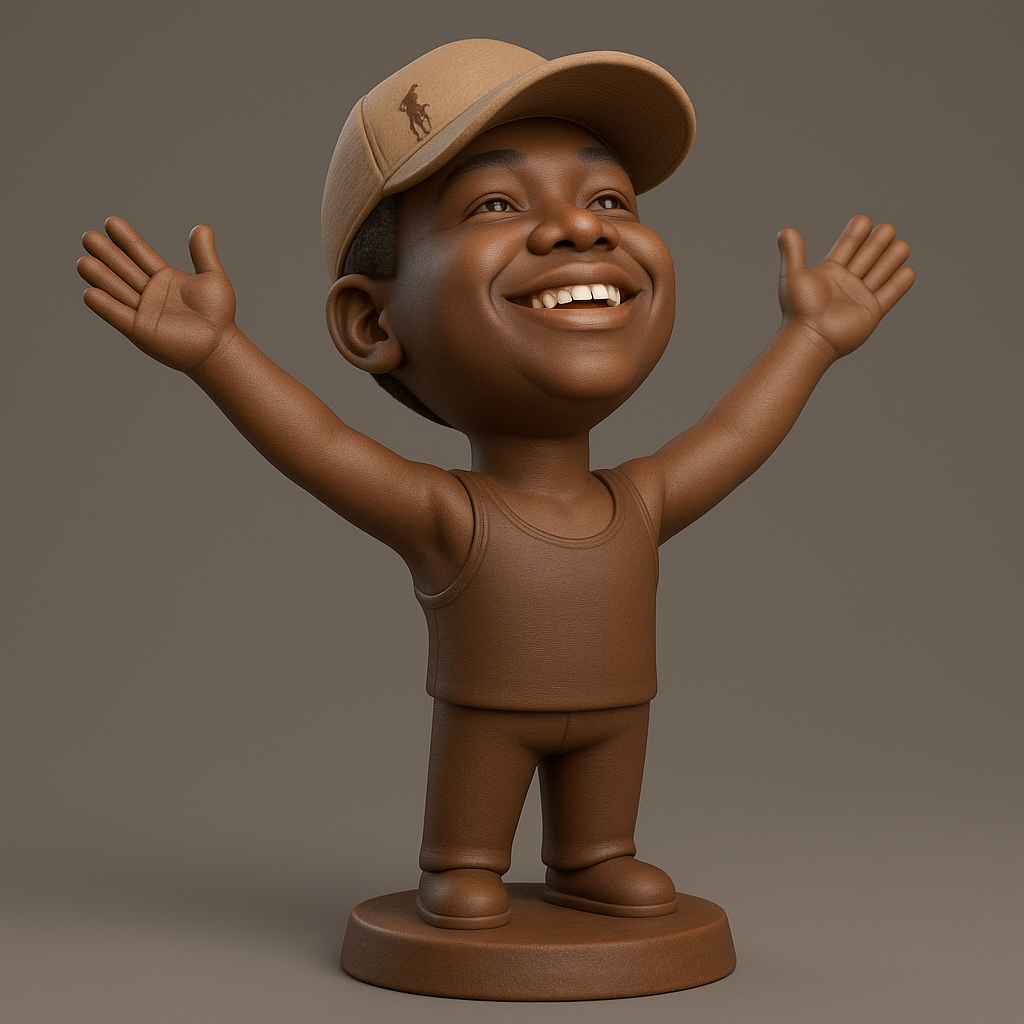 face anatomy 3d model-create 3d face model from photo_Joyful Kid Figurine with Arms Raised