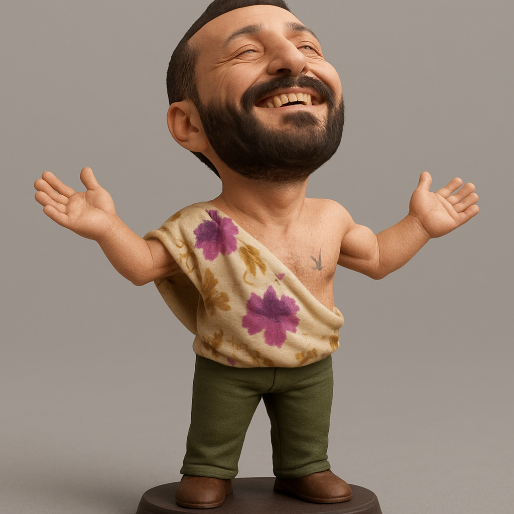 silhouette 3d printer maker-3d portrait printing_Jubilant Caricature Figurine - Expressive Toga Man