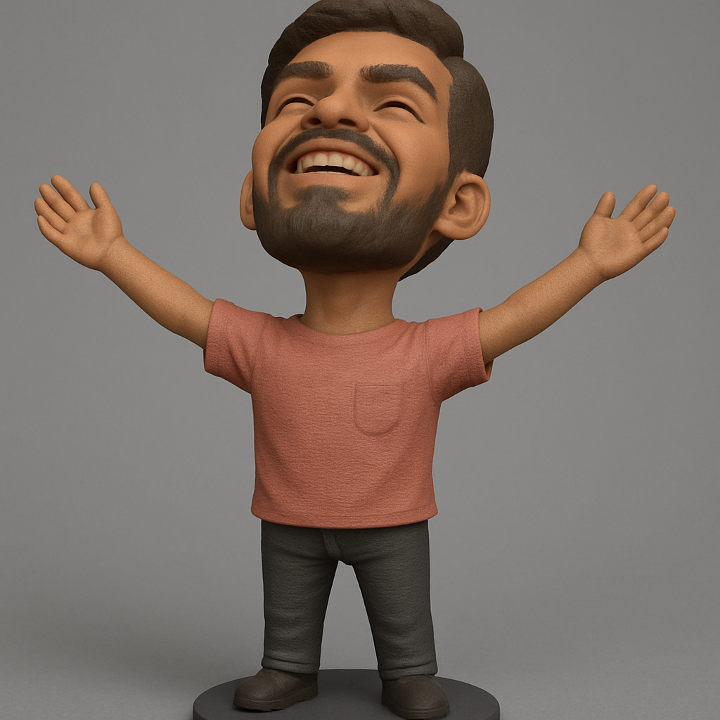 silhouette 3d printer maker-3d portrait printing_Embrace Happiness: Joyful Bobblehead Figurine