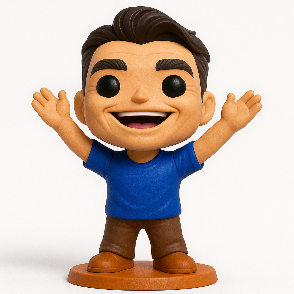 face to 3d model ai-3D portrait printing from photo_Smiling Hero Figurine: Your Desk's New Best Friend