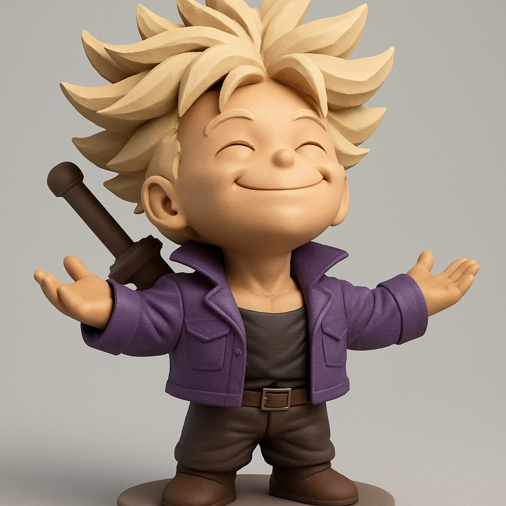 face to 3d model ai-3D portrait printing from photo_Chibi Future Trunks: Happy Welcome DBZ Fan Art Statue
