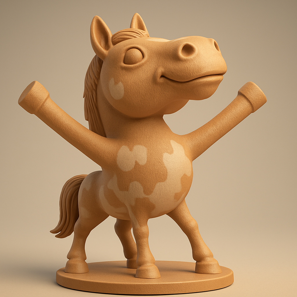 face to 3d model ai-3D portrait printing from photo_Joyful Horse Figurine: Whimsical Desk Decor & Gift