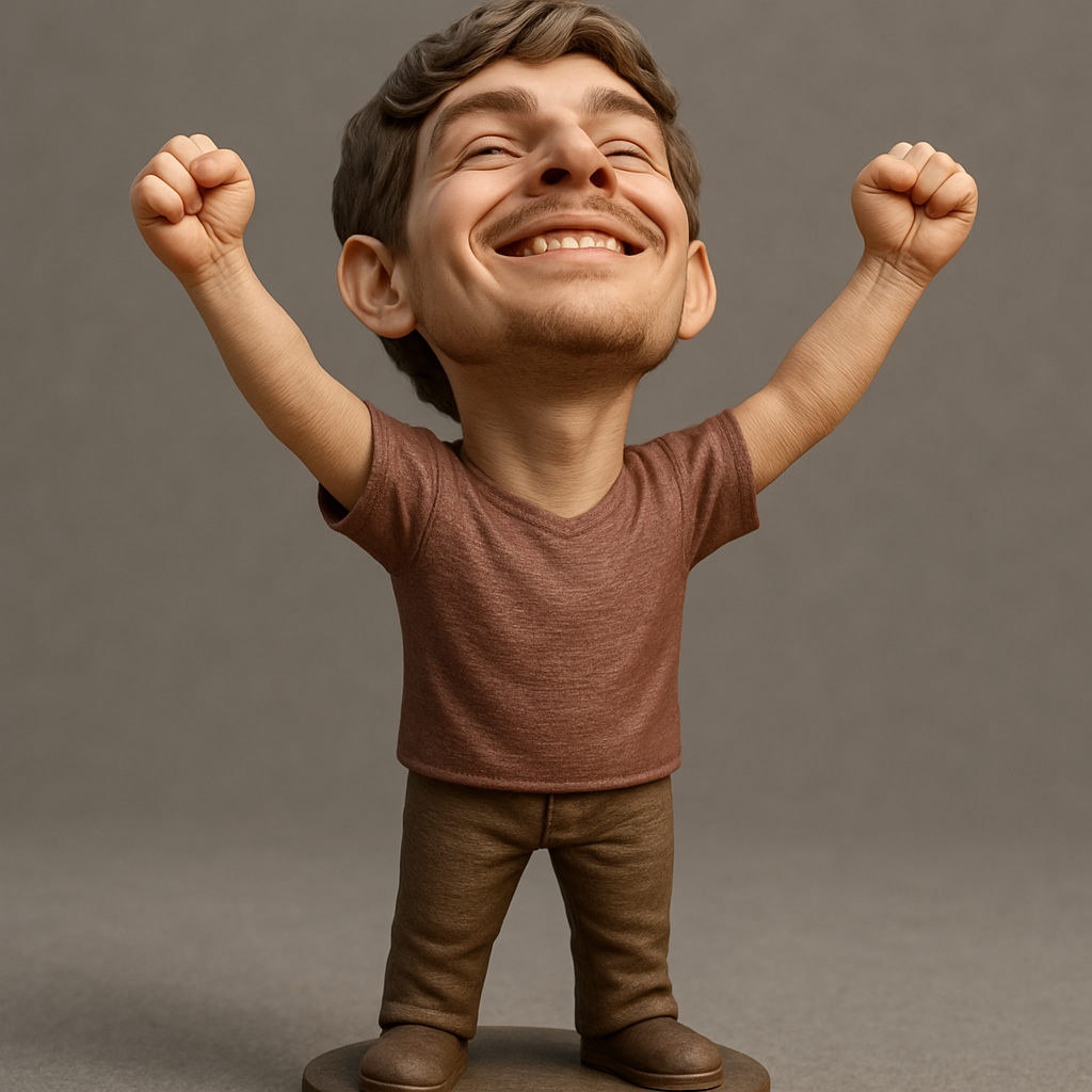 silhouette 3d printer maker-3d portrait printing_Joyful Victory Caricature: Celebrate Success 3D Model!