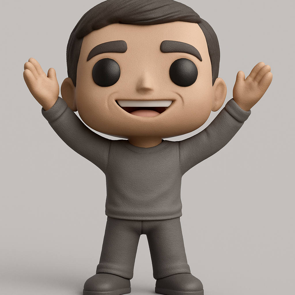 face anatomy 3d model-create 3d face model from photo_Funko-Style Cheerful Character | Easy 3D Print Model